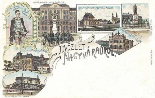 Nagyvárad,kőnyomat,Szent László és Ferencz József szobor. 1899