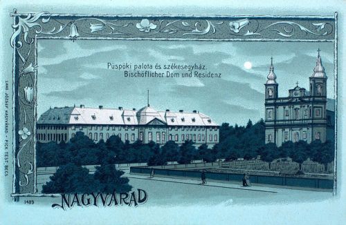Nagyvárad:püspöki palota és székesegyház,ezüst litográfia.1899
