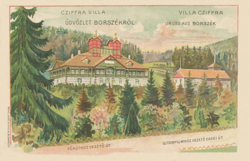Borszék:balra a Cziffra(Emmausz) villa,jobbra az Irén(Bagolyvár) nyaraló.1910