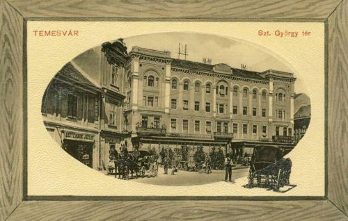 Temesvár:Szent György tér a szállodával.1912