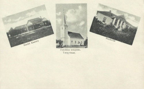 Vargyas:DAniel család kastélya és az unitárius templom.1916