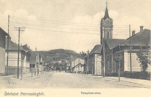 Petrozsény:Templom utca a katolikus templommal.1913