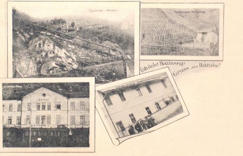 Báziás:hotel,tejcsarnok,csendőrlaktanya,szőlőhegy.1900